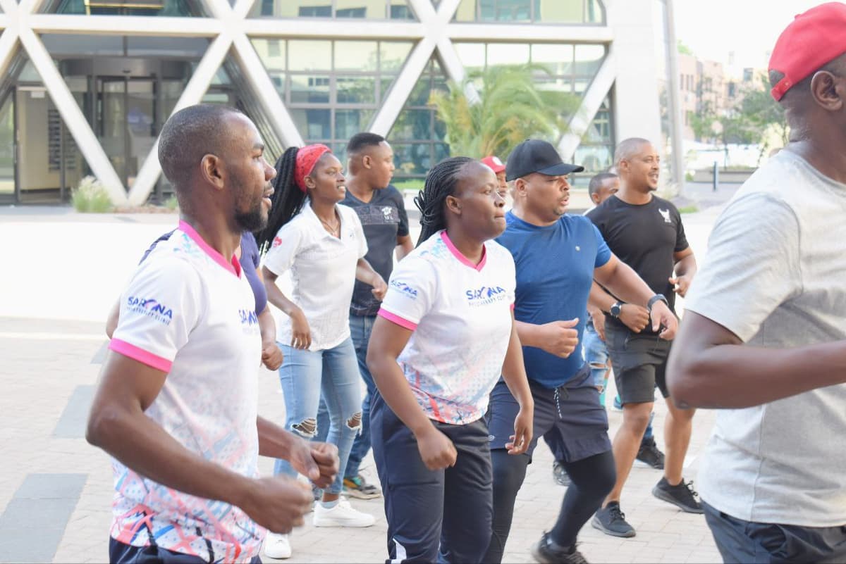 Physiotherapist assisting at a marathon